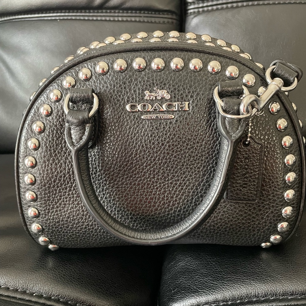 Coach Sydney Black Bag with Silver Studs